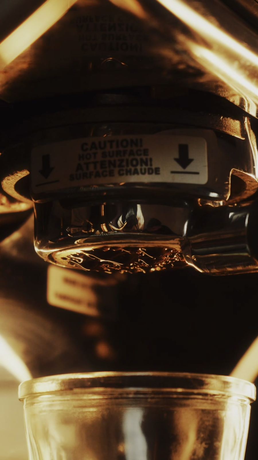 Espresso pulling from the Bloom espresso machine